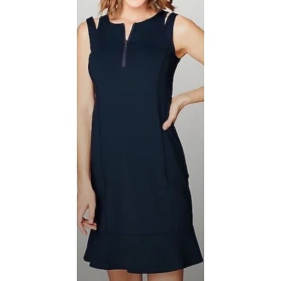 J Jill Fit Dress M Navy Blue Sleeveless Sport Tennis Pockets Stretchy Minimalist - Picture 1 of 10